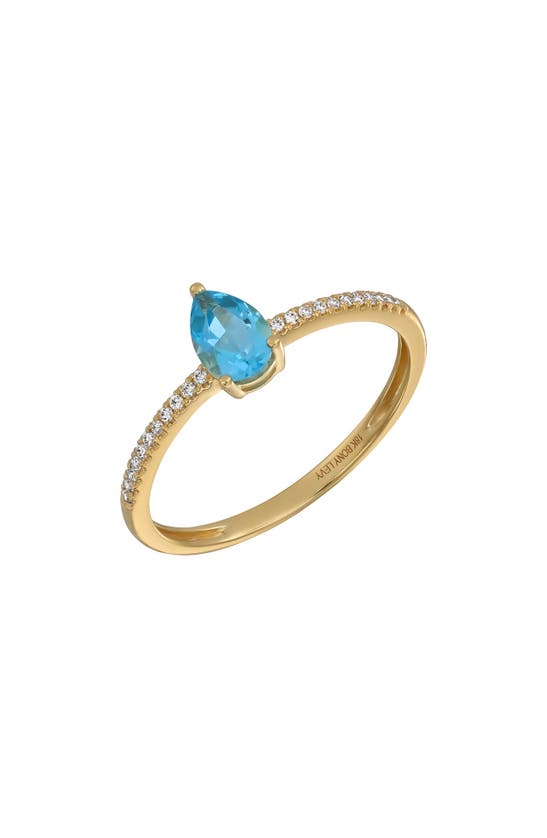 Bony Levy Iris 18k Yellow Gold Blue Topaz & Diamond Stacking Ring In 18k Yellow Gold