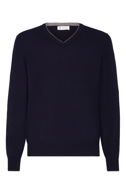 Shop Brunello Cucinelli Cashmere Sweater In Navy Blue