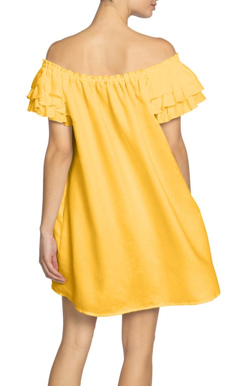 ROBIN PICCONE ROBIN PICCONE SUMMER RUFFLE OFF THE SHOULDER COVER-UP DRESS 