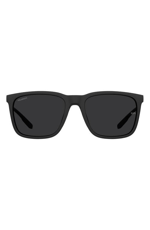 Under Armour UAReliance 56mm Polarized Square Sunglasses in Matte Black /Gray at Nordstrom