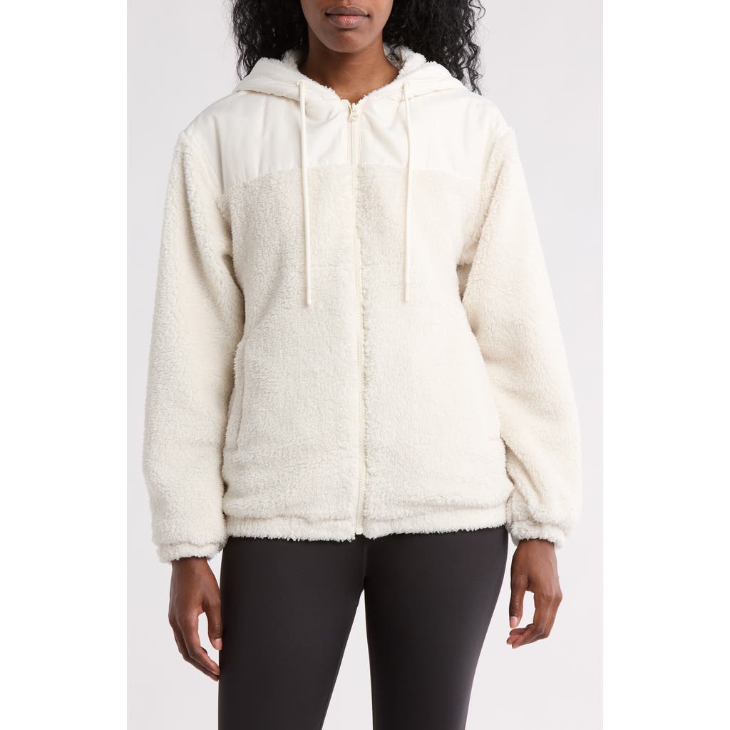 Z BY ZELLA Z BY ZELLA FAUX SHEARLING HYBRID ZIP HOODIE