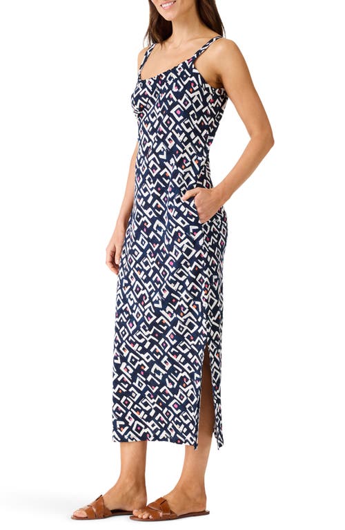 Nic + Zoe Nic+zoe Petite Indigo Angles Linen-blend Dress In Indigo Multi