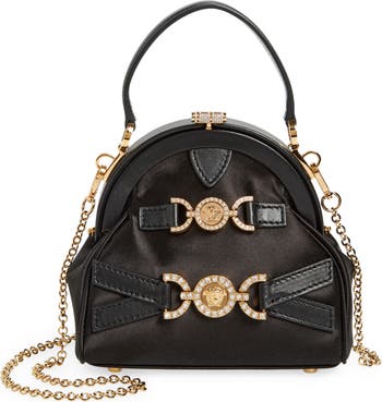 Versace Mini La Medusa Leather Top Handle Bag Black