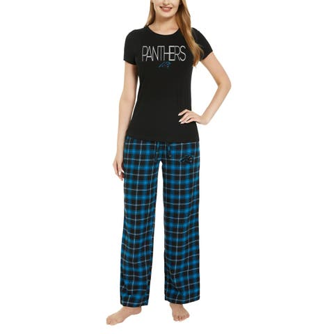 Women's Concepts Sport Black/Blue Carolina Panthers Arctic T-Shirt & Flannel Pants Sleep Set