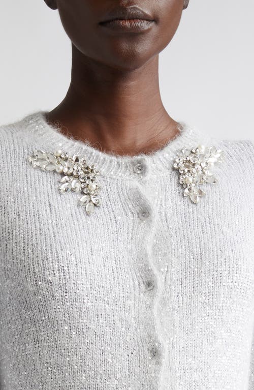 ERDEM ERDEM SEQUIN CROP ALPACA BLEND CARDIGAN 