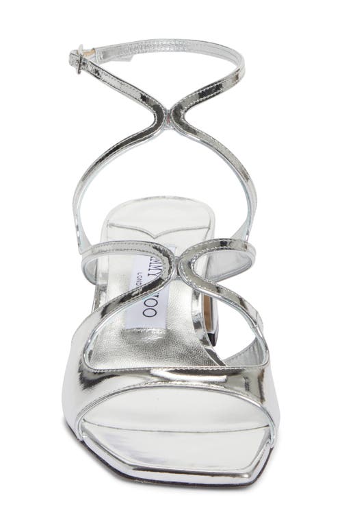 Jimmy Choo Sandali Azilia 45 In Pelle Metallizzata In Silver