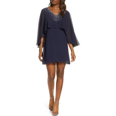 Vince Camuto Chiffon Cape Cocktail Dress