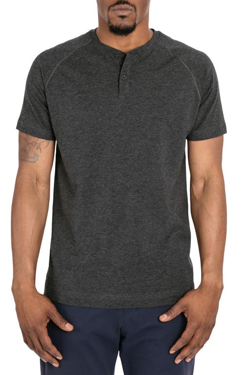 Go-To Short Sleeve Performance Henley in Heather Charcoal