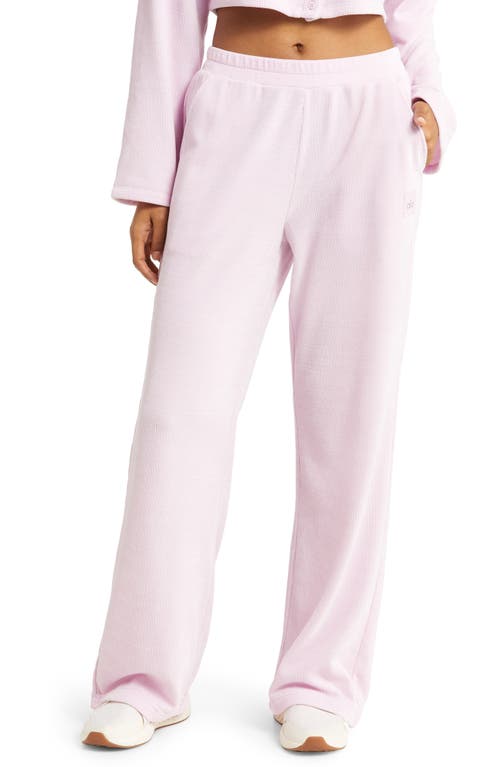 Alo Chenille High Waist Wide Leg Pants in Sugarplum Pink