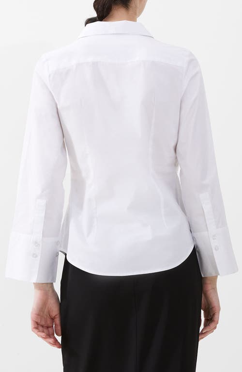 Shop French Connection Isabelle Asymmetric Cotton Shirt In Linen Whit