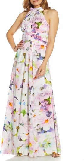 Adrianna Papell Floral Halter Gown | Nordstrom