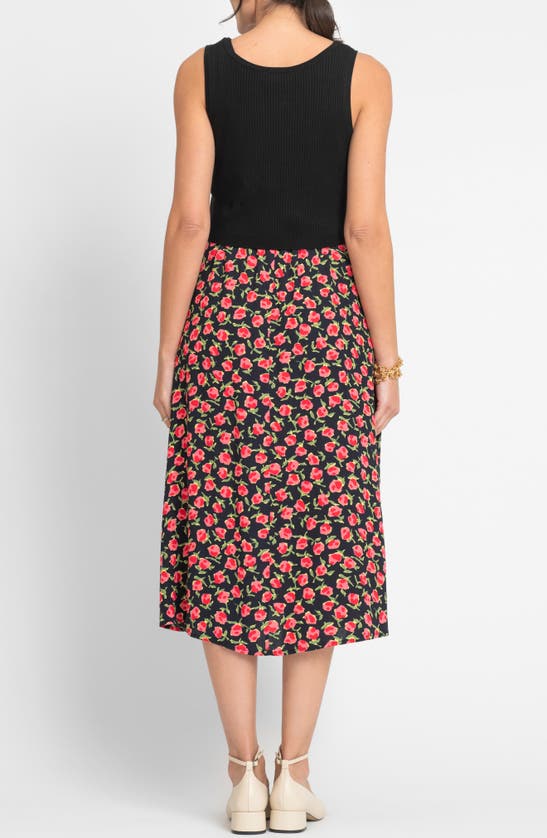 Shop Seraphine Two-piece Maternity/nursing Rib Sweater Tank & Floral Midi Dress In Floral Print