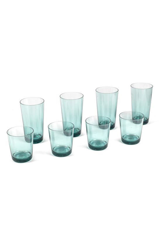 Tarhong Simple Clear Set Of 8 Glasses In Blue