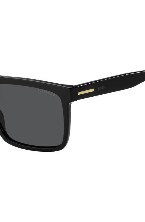 Hugo Boss Boss 59mm Polarized Rectangular Sunglasses In Black