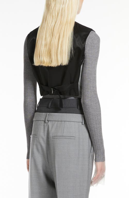 Shop Sportmax Crop Mixed Media Waistcoat In Light Grey