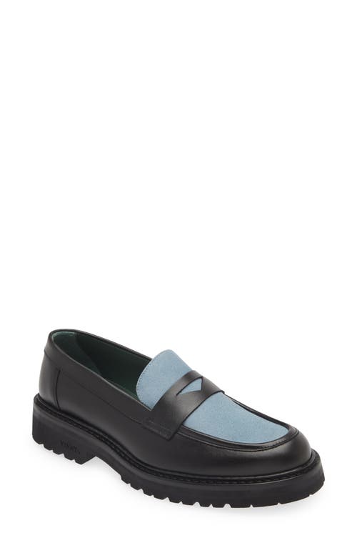 VINNY'S Richee Two-Tone Lugged Penny Loafer Black/Light Blue at Nordstrom,