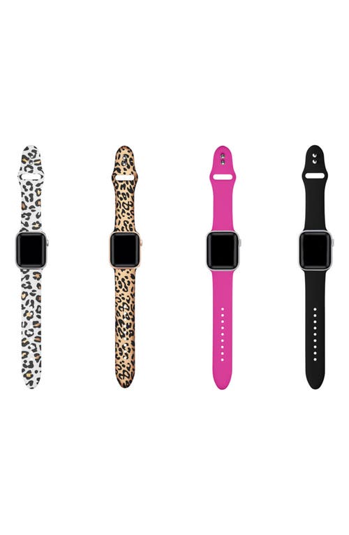 Shop The Posh Tech Assorted 4-pack Silicone Apple Watch® Watchbands In White/rose Gold/pink