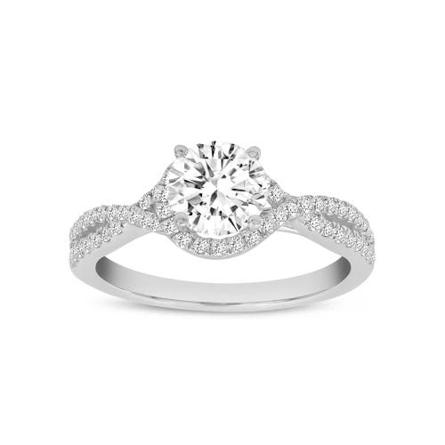 Shop Asany Love Grown Collection Luvmyjewelry 14k White Gold Round Cut Lab Grown Diamond Halo Twist Engagement Ring