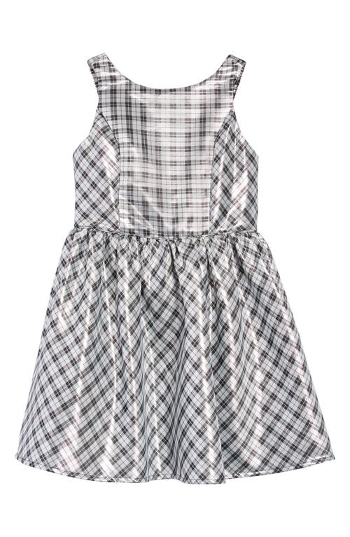 Zunie Kids' Sleeveless Plaid Tafetta Party Dress in Black/Silver at Nordstrom, Size 12