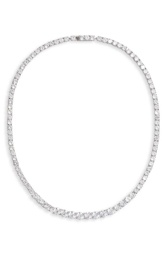 Shop Nordstrom Graduated Cubic Zirconia Tennis Necklace In Clear- Silver