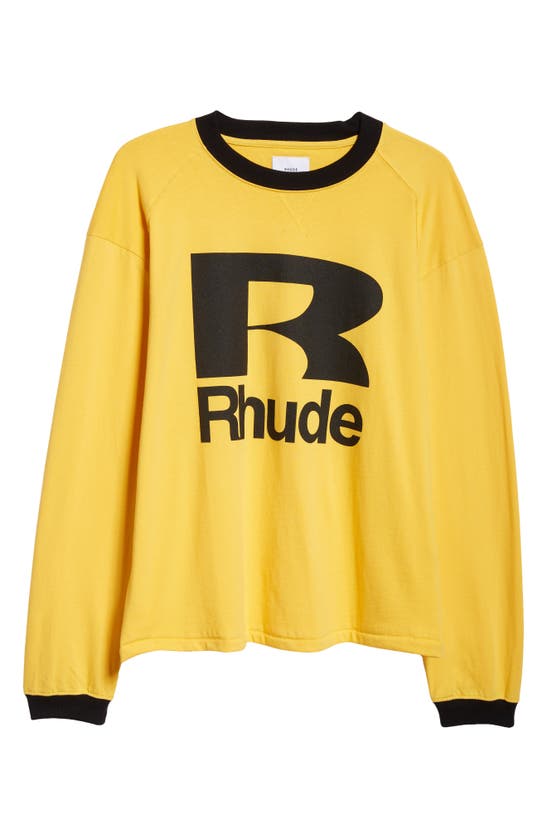 Shop Rhude Petrol Long Sleeve Graphic T-shirt In Vtg Yellow