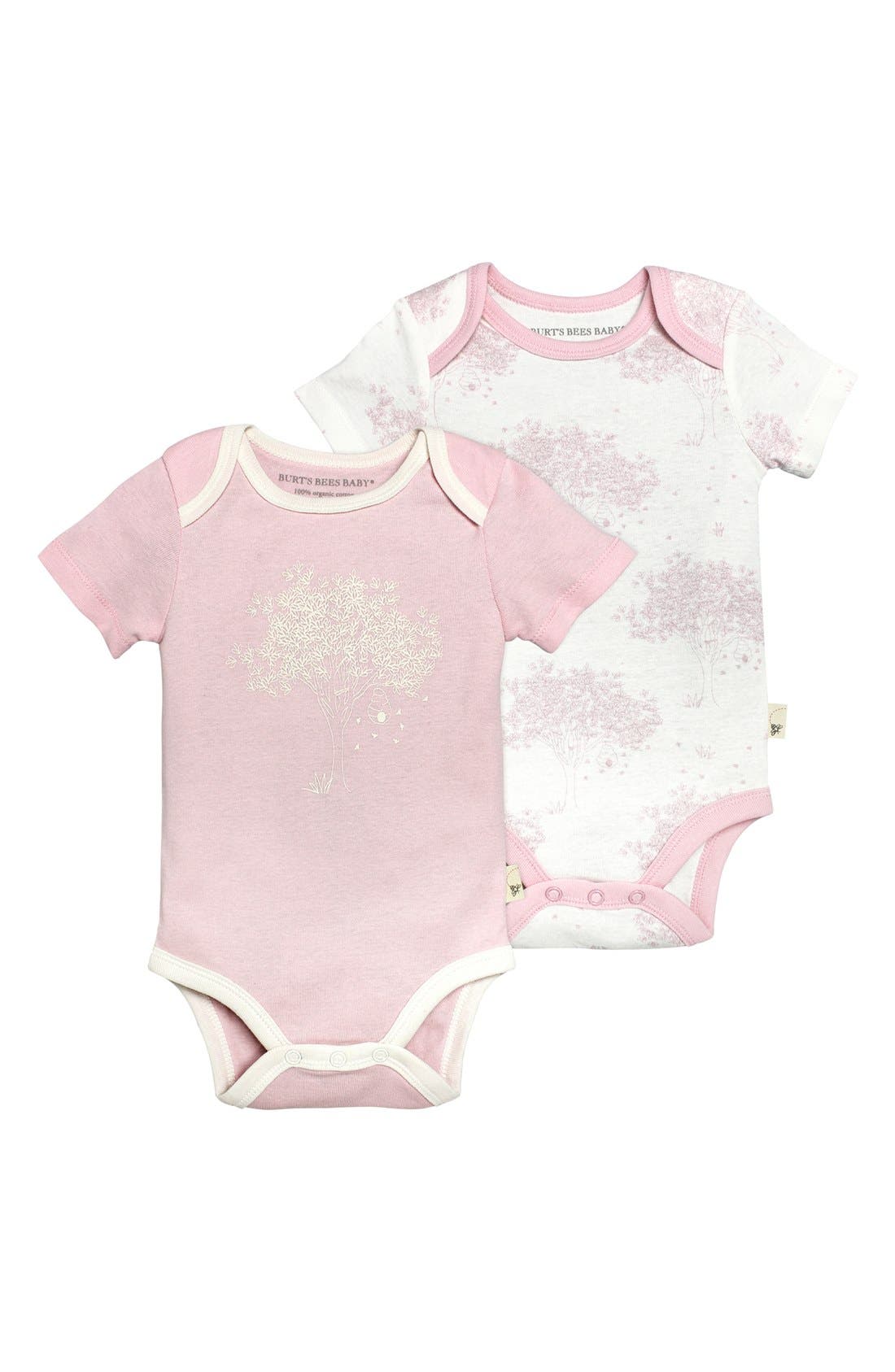 Burt's Bees Baby Print Organic Cotton Bodysuits (2Pack) (Baby Girls