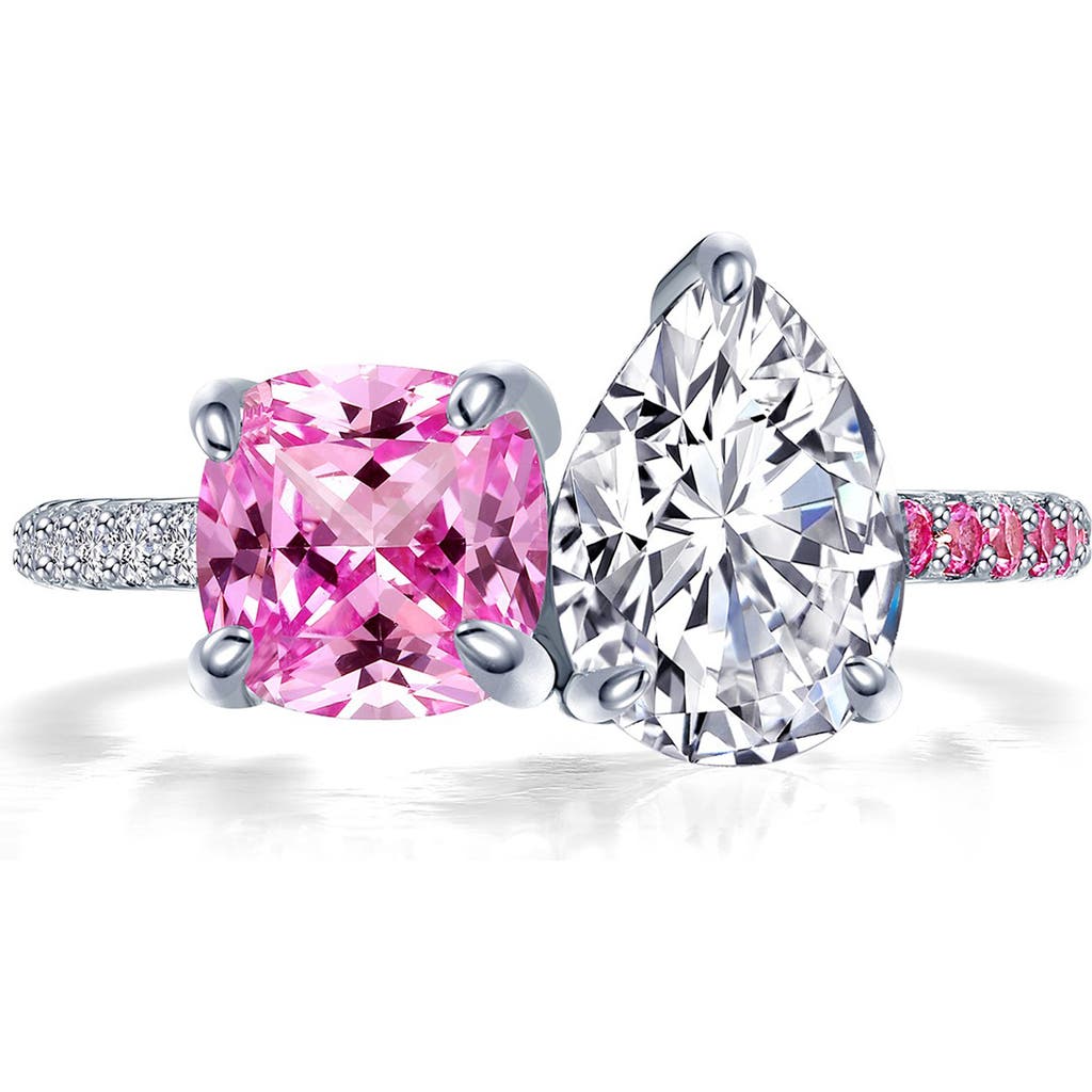 LAFONN LAFONN TOI ET MOI SIMULATED DIAMOND & LAB-GROWN PINK SAPPHIRE RING