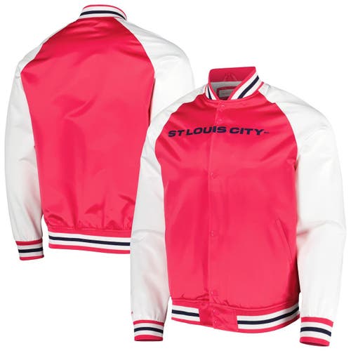 Men's Mitchell & Ness Red St. Louis City SC Satin Raglan Full-Snap Jacket