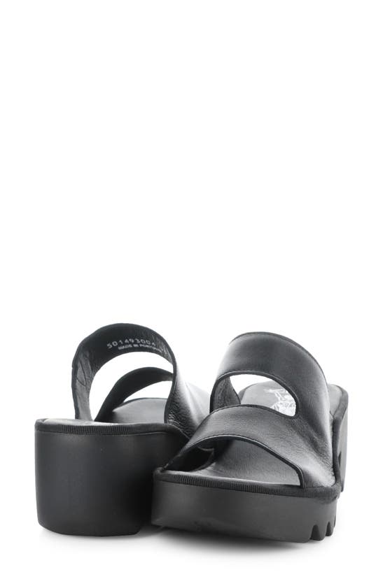 Fly London Tech Platform Sandal In Black Mousse