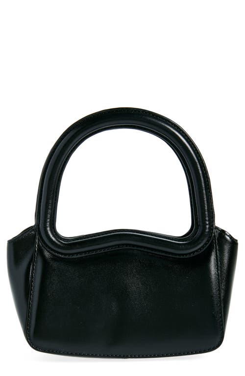 Mini Luciana Frame Handle Bag in Black Leather