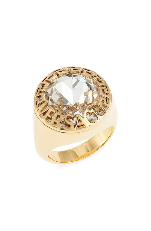 Versace Men's Crystal Signet Ring in Versace Gold Crystal