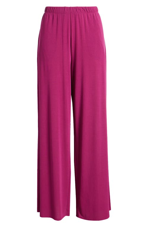 Shop Open Edit Dreamy Rib Wide Leg Pajama Pants In Purple Magenta