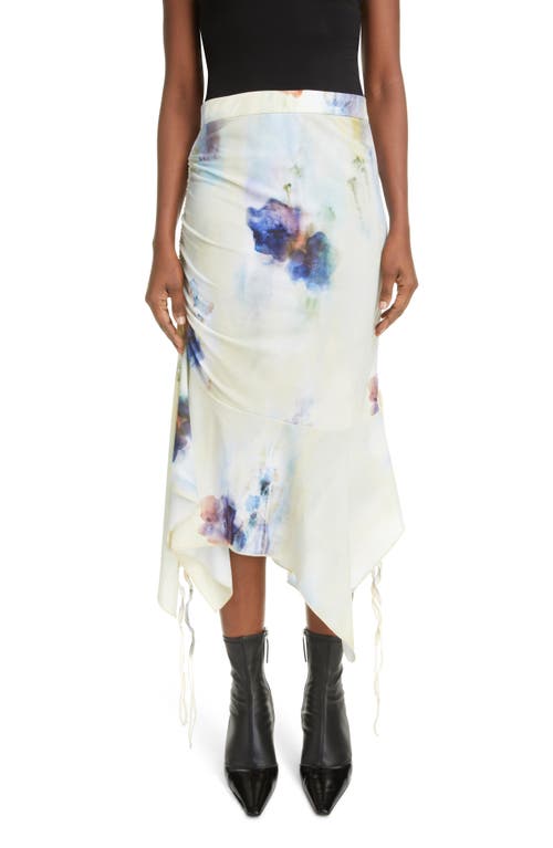 Acne Studios Enola Floral Fluid Satin Skirt in Light Blue