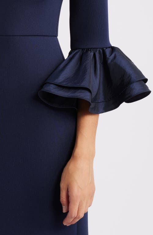 Shop Eliza J Bell Sleeve Mermaid Gown In Navy