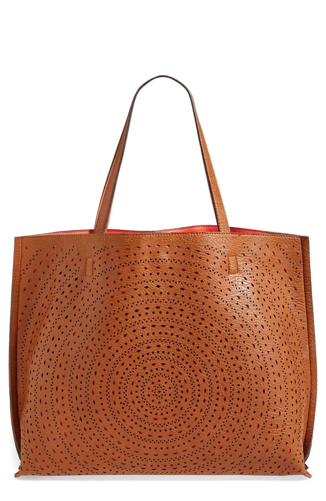 Street Level Laser Cut Reversible Faux Leather Tote Nordstrom