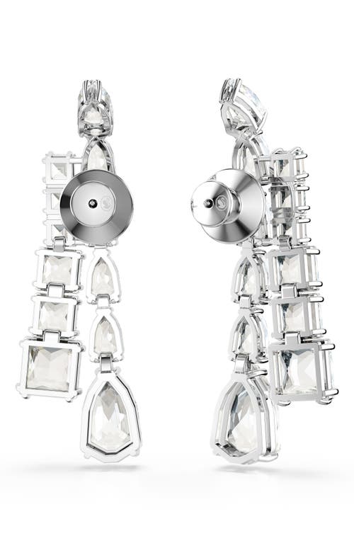 Swarovski Matrix Crystal Drop Earrings In Rhodium Plated In White
