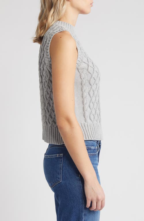 Shop Caslonr Caslon(r) Cable Knit Pima Cotton Sweater Vest In Grey Heather