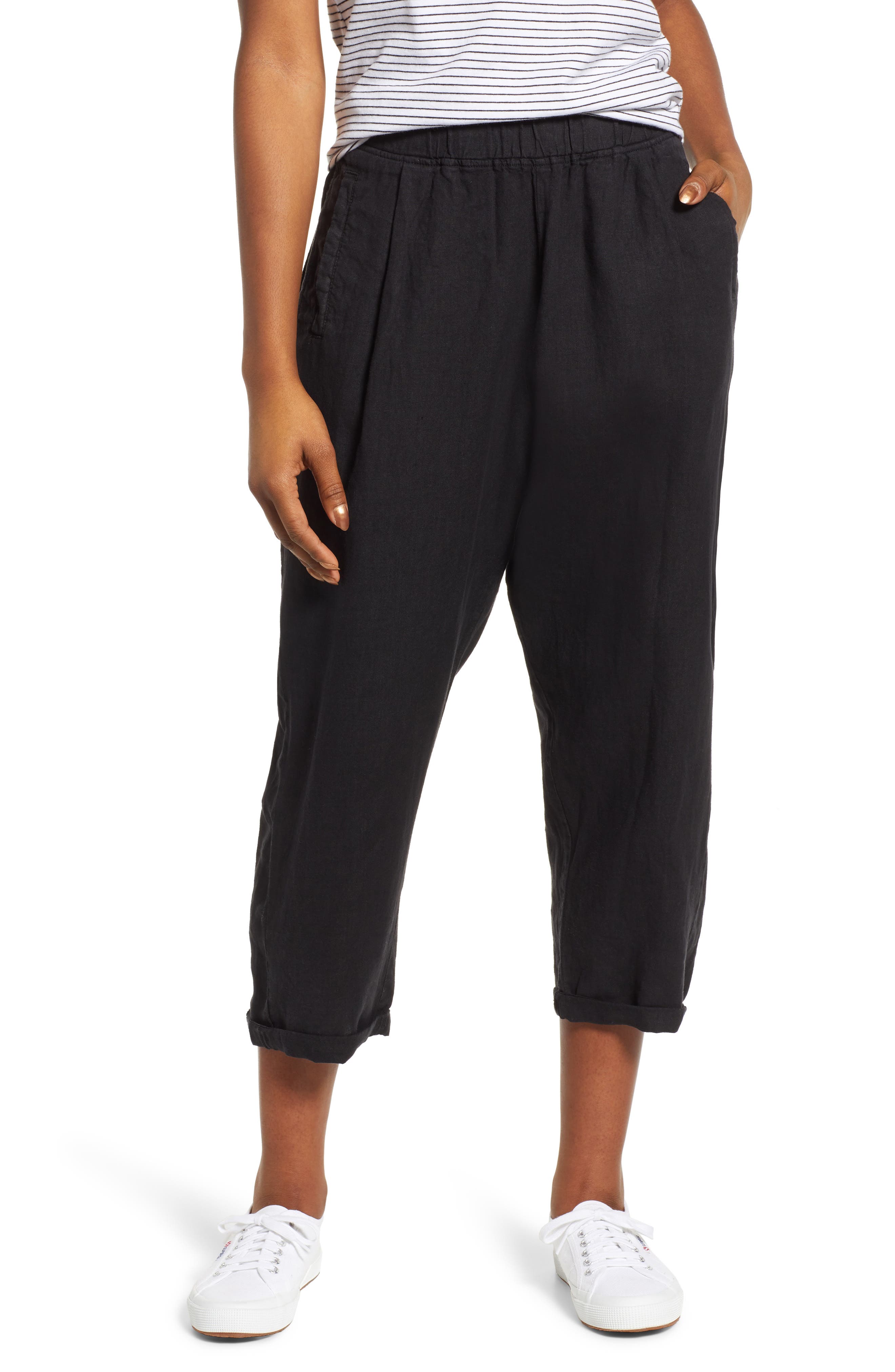 Caslon® Linen Crop Pants (Regular & Petite) Nordstrom