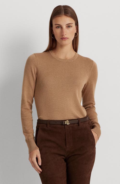 Shop Lauren Ralph Lauren Cotton Blend Sweater In Classic Camel