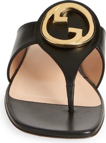 Women's Gucci Blondie thong sandal in black leather