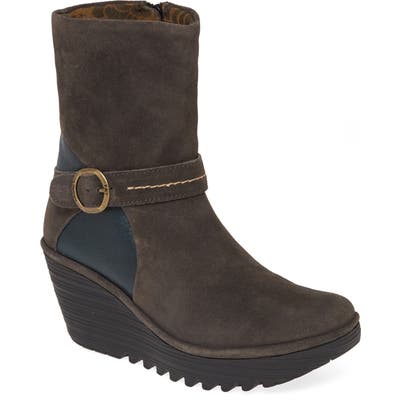 Fly London Yome Wedge Bootie,12.5- Grey