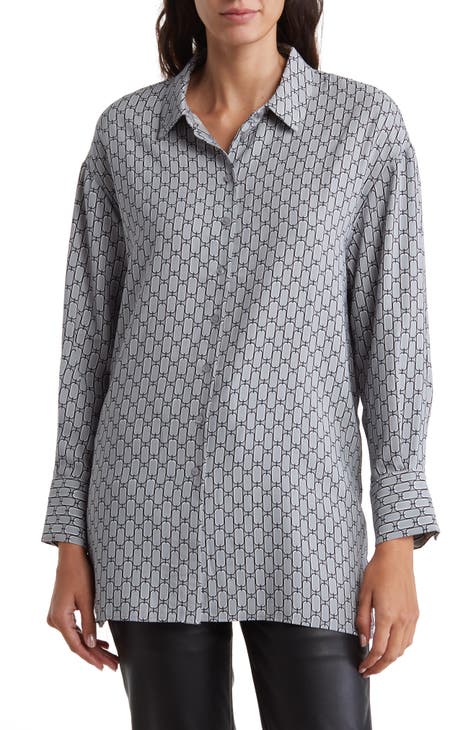 Adrianna Papell Long Sleeve Button Up Tunic Shirt Nordstromrack