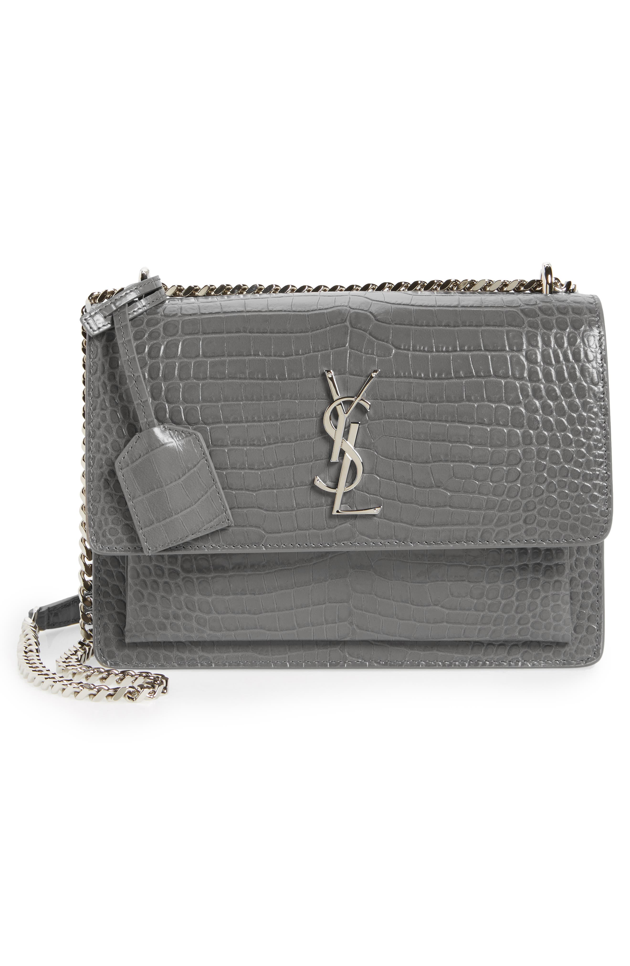 ysl grey croc bag