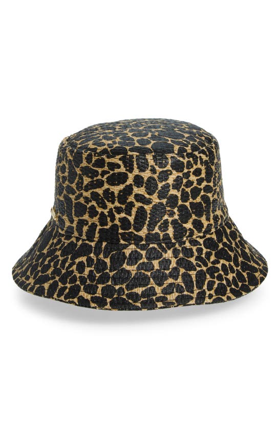 Shop Vince Camuto Print Straw Bucket Hat In Leopard