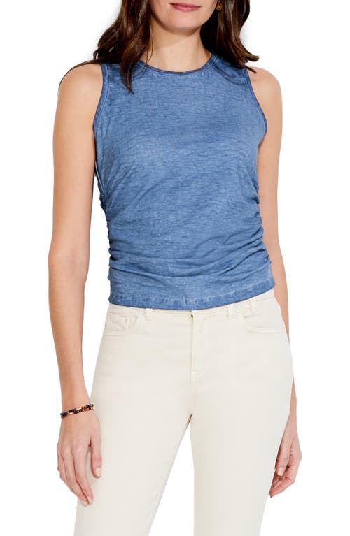 NIC+ZOE Side Ruched Tank in Harbor Blue