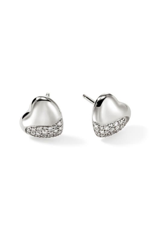 John Hardy Pebble Heart Diamond Stud Earrings in Silver at Nordstrom