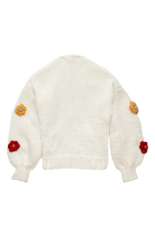 Saachi Chunky Floral Crochet Cardigan In White