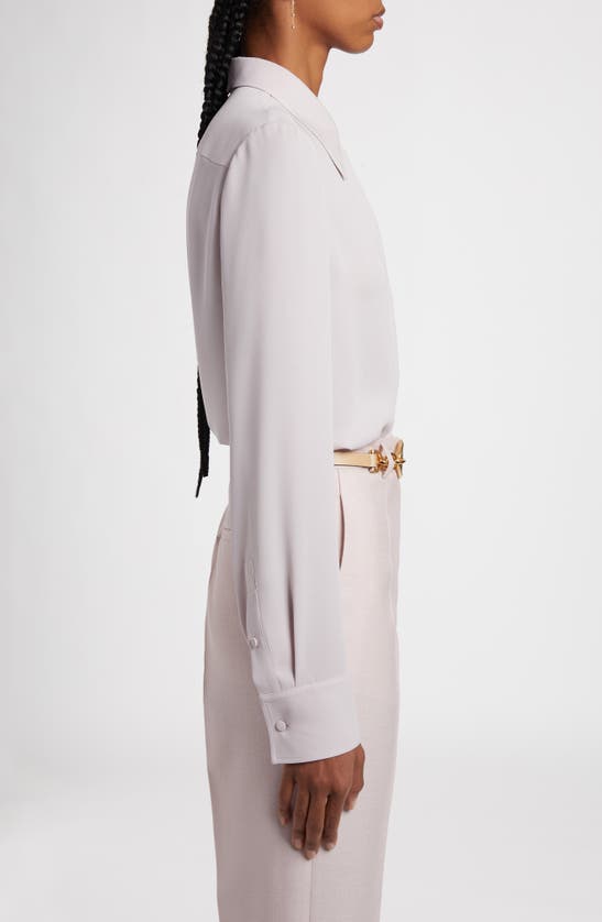 Shop Valentino Silk Georgette Button-up Shirt In Grey Rose