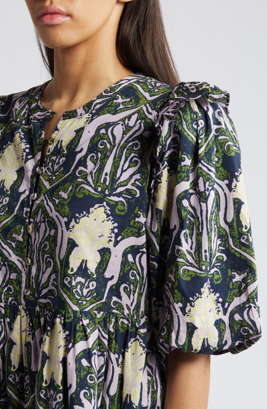 Shop Cleobella Camden Print Ruffle Hem Organic Cotton Dress In Casablanca Print