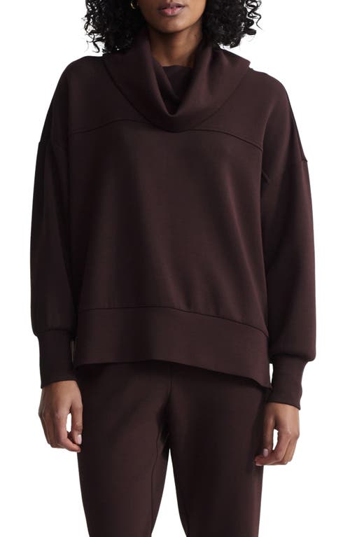 Shop Varley Priya Longline Cowl Neck Sweatshirt In Coffee Bean